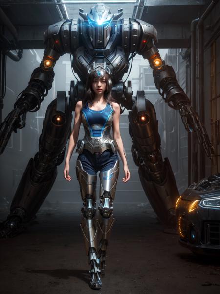 (masterpiece), (best quality),1girl,full body,bare shoulders, photorealistic, 8k raw photo,ultra high res,glowing weapon
jiqinvhai,huge robot, mecha, 
mecha musume,mechanical parts,robot joints,headgear,full armor