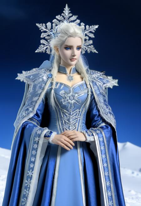 photo, high quality, best quality, masterpiece, whole body, front view,
1girl, thunderboltfantasy, standing, white hair, blue dress, blue eyes, (snowflake:1.2), <lora:Thunderbolt_Fantasy__Pili_Puppet_Style:1> <lora:Snowflake-000007:1>