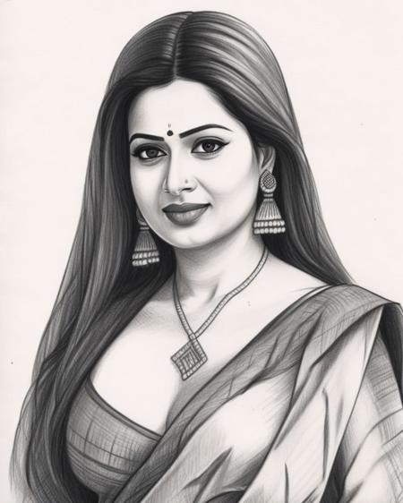 <lora:Pencil_Sketch_by_vizsumit:0.5>  a pencil sketch of a woman, in sari