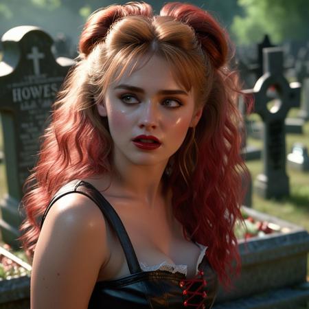 Raw, professional photography, maximum detailed, photorealism, hyperdetailed illustration, highly resolution quality and details, 8k uhd,rating_explicit, a photo , realistic, irl, raw,photorealism, perfect background, Kathryn Newton in a graveyard bye a gothic tombstone, 80's hair, frizzy big hair, red highlights in brown hair, 80's mini skirt, heels, beautiful eyes, eyes closed, realistic, outstanding, detailed lighting, telephoto lens, facing viewer, posed seductively,looking at camera, view from the side sweaty face, sweaty skin, undressed, detailed background, Perfect Hands, perfect feet,thick dark eye makeup, eye shadow, strawberry lipstick, <lora:Perfect Hands:1.2><lora:add-detail-xl:1> by Lisa holloway
Hide