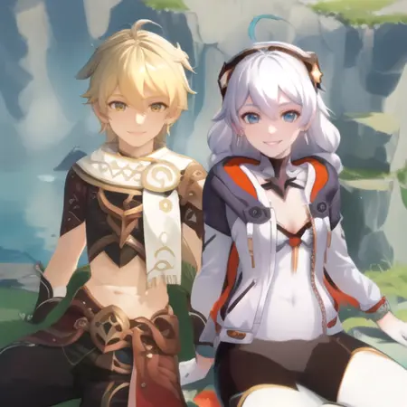 Aether x Kiana Kaslana (Genshin Impact x Honkai Impact 3rd)