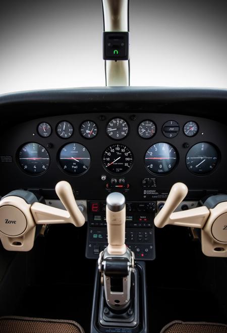 A beautifully composed professional photograph of a Cessna 172 instrument panel