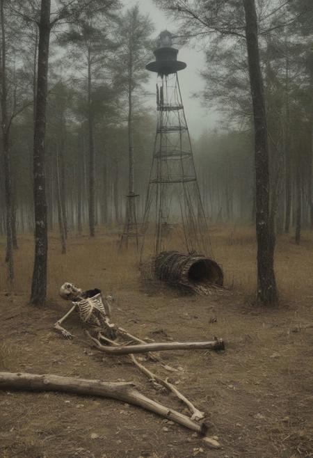 Caspar David Friedrich (romanticism), Pine barrens with charred tree skeletons, birch bark peeling scrolls, napoleonic-era signal tower,corncrake in tall grass.,Art painting by Makoto Shinkai and Fiona Staples and Tran Nguyen, featured on Caravaggio,,
artstation trending, macro lens, volumetric light,
<lora:Illustration_Insanity:0.3>,
<lora:dreamshaperXL10_lora:0.7>,
<lora:extremely_detailed:0.3> extremely detailed,
<lora:DetailMaximizer:0.3>,, Surrealism art style, dreamlike and irrational imagery, explores the unconscious mind, juxtaposition of unlikely elements, challenges reality and logic