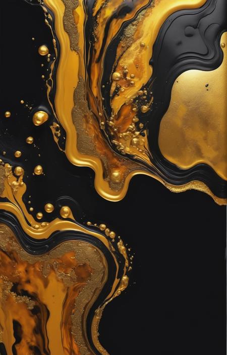 amber with black gold fluid art, clipart