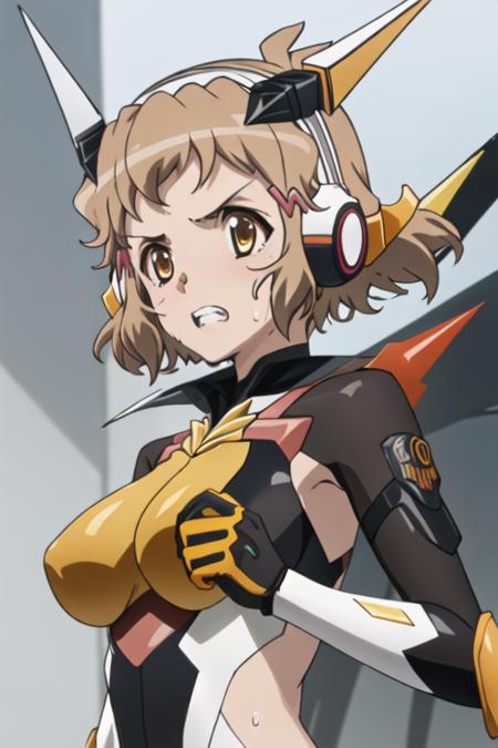 tachibana_hibiki_senkizesshousymphogear short_hair, brown_hair, hair_ornament, hairclip, brown_eyes