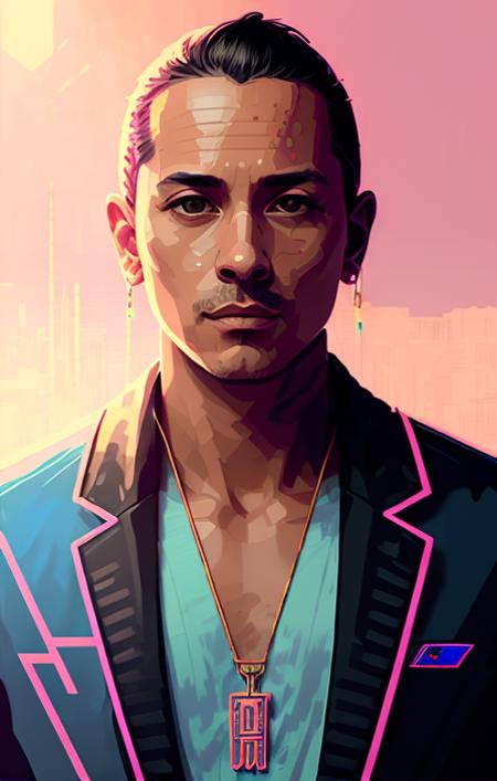 snthwve style nvinkpunk (symmetry:1.1) portrait of (canetaazul), (assassins creed style:0.8), pink and gold and opal color scheme, beautiful intricate filegrid facepaint, intricate, elegant, highly detailed, digital painting, artstation, concept art, smooth, sharp focus, illustration, art by greg rutkowski and alphonse mucha, 8k <lora:canetaazul:1>