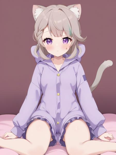 <lora:xl_linnite cat girl-000014:1>,linnite cat girl,fluffy animal kigurumi pajamas,