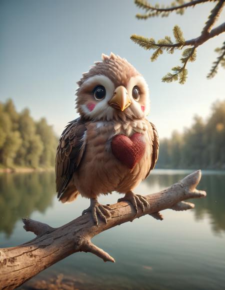 Eagle on a branch over a lake, masterpiece, professional photography, RAW photo, symmetrical, Intricate Details, high quality, realistic, 4K, Strong Focus,, made of ral-smlvltnpls <lora:ral-smlvltnpls:1>