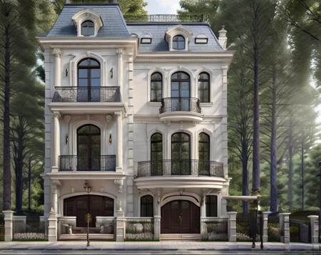 masterpiece, (photorealistic:1.2), best quality, ultra high res, exterior,architechture,modern house,white wall, glass windows,,trees,traffic road,design,trees around, blue sky,in the style of realistic hyper-detailed rendering, 32k uhd, luxury neoclassical villa, in the style of neoclassical scenes, hallyu, white, (dark navy roof:1.2), daylight, decorative art nouveau, les nabis, 
 <lora:neoclassical villa - PHK:0.6>, masterpiece,ultra realistic,32k,extremely detailed CG unity 8k wallpaper, best quality