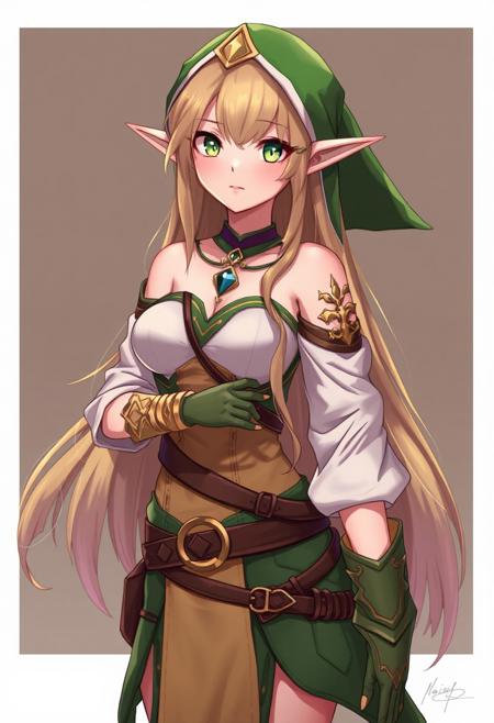 anime style, female elf
