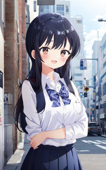 yamada anna long_hair straight hair, black_hair, bangs, brown_eyes, medium breasts