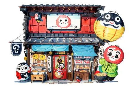 一隅/马克笔一户建/Architectural marker painting LORA