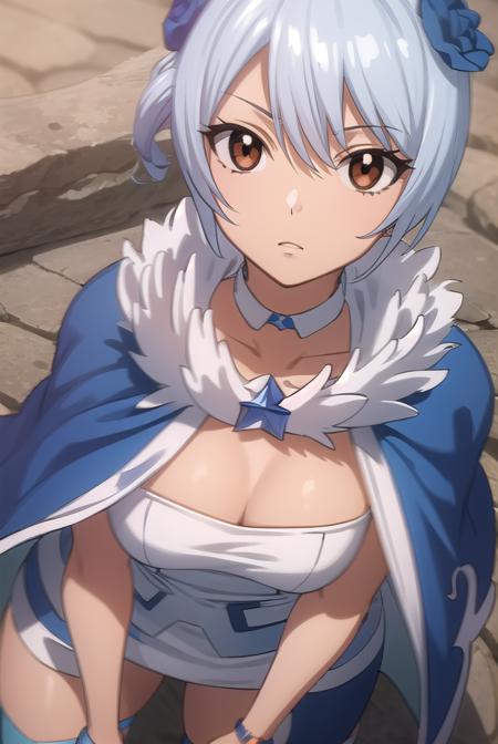 yukinoagria, <lora:yukino agria s7-lora-nochekaiser:1>,
yukino agria, short hair, (brown eyes:1.5), blue hair,
BREAK hair ornament, thighhighs, dress, jewelry, flower, boots, choker, hair flower, cape, bracelet, white thighhighs, zettai ryouiki, thigh boots, fur trim,
BREAK outdoors, nature, forest, sky, sun, clouds,
BREAK looking at viewer, (cowboy shot:1.5),
BREAK <lyco:GoodHands-beta2:1>, (masterpiece:1.2), best quality, high resolution, unity 8k wallpaper, (illustration:0.8), (beautiful detailed eyes:1.6), extremely detailed face, perfect lighting, extremely detailed CG, (perfect hands, perfect anatomy),