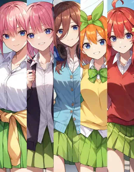 The Quintessential Quintuplets [PonyXL] / All Nakano sisters: Ichika, Nino, Miku, Yotsuba, Itsuki