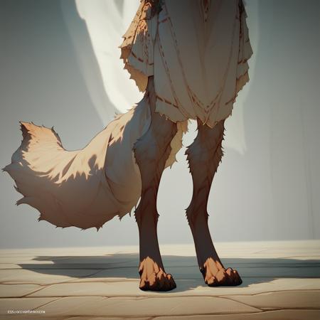 score_9, score_8_up, score_7_up, (masterpiece), best quality, 1girl, solo, lean, agile, (wolf girl, kitsune), (digitigrade legs, (fur covered legs)), expressive tail, slitted pupils, small curved horns (markings), antlers, (furry lower body)