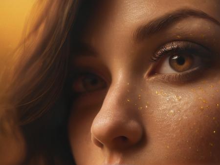 full grown phtoto of a european woman,yellow spotlight, digital art, realism, octane render, unreal engine,trending on artstation,dark theme, lonely, Lavish, Matte black eyeshadow with a cut crease, metallic lipstick, golden ratio, Almond-shaped eyes, Freckles, indietronica, soft lighting, bokeh   <lora:cloudAI:1>