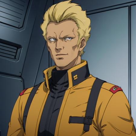 masterpiece,high quality,solo,
<lora:yazangable001:0.7>,
yazangable,1man,
short hair,blonde hair,black eyes,
military uniform,yellow jacket,
open jacket,
looking at viewer,