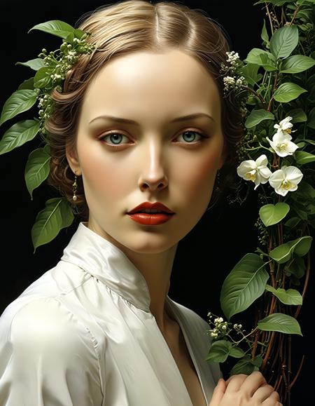([by Tamara de Lempicka|by Alexei Savrasov]:1.5), (Biotech Elegance, Living architecture, bioengineered beauty, seamless integration of nature and technology, organic elegance, harmonious coexistence:0.5)