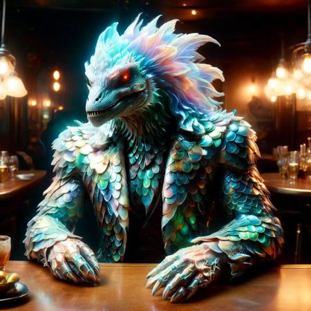 a singer woman,a fitness man,Dr. Jekyll/Mr. Hyde,Xenomorph,-color- creature,Millennium Falcon, Minerva McGonagall,a small-town diner,rembrandt lighting, (HD, masterpiece, best quality, hyper detailed, ultra detailed, super realistic),amazing,  , p1nk1r1sc4l3s, made out of iridescent scales, mad-wsps, made of mad-wsps, mad-nbla, xl_more_art-full_v1<lora:sdxl\PinkieIriSclsSDXL-v1.safetensors:1.0:1.0> <lora:sdxl\Wisps_of_Light_SDXL.safetensors:0.31:0.31> <lora:sdxl\Space_Nebula_Style_SDXL.safetensors:0.47000000000000003:0.47000000000000003> <lora:sdxl\xl_more_art-full_v1.safetensors:0.43:0.43>