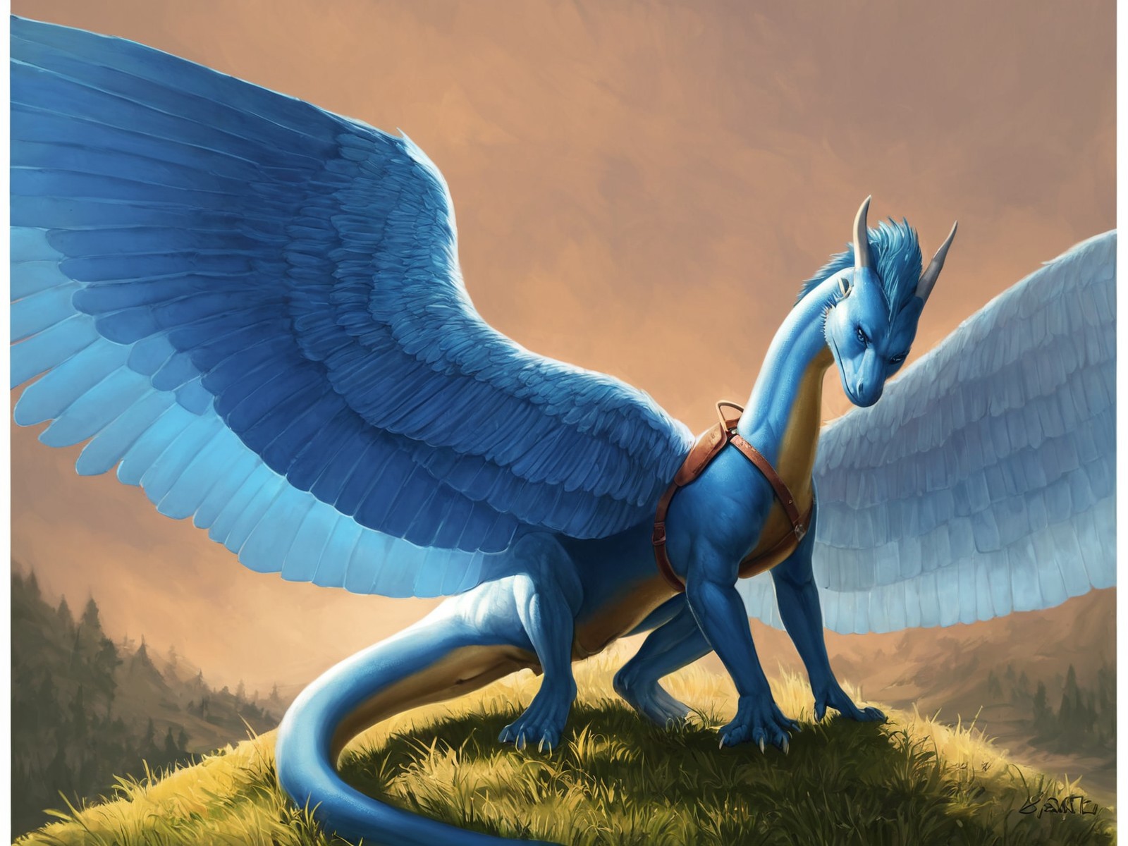 score_9,score_8,score_7,source_furry,
anthro,
female,
solo,
<3d:2.0>,
 dragon, 
feathered wings, 
grass, 
horns, female fo...