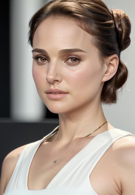 ((masterpiece)), (best quality), perfect anatomy, highres, detailed, (8k), photorealistic,best quality, ultra highres, ((detailed face)),
<lyco:natalieportman_lycoris_01-000001:1>, 1girl, natalieportman-smf, realistic, bun, white shirt, short hair, portrait, starwars-outfit, white crop top