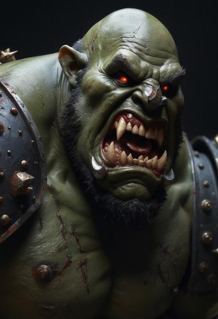 Warhammer Ogre, Black over black, top light, masterful painting in the style of Anders Zorn | Marco Mazzoni | Yuri Ivanovich, Todd McFarlane, oil on canvas,