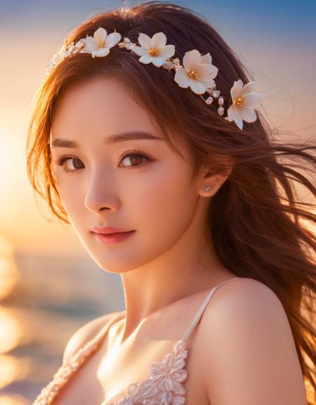 breathtaking (backlighting),lens flare,bloom,
1girl,huge breasts,beauty face,clear eyes,shiny skin,close up,bikini,sunset beach,wind,backlighting,
damimi,wearing a flower on the head,<lora:add-detail-xl:1.2>,face_focus,<lora:DetailedEyes_xl_V2:1>,
<lora:damimi_SDXL_1_:1.1>,face_focus,<lora:DetailedEyes_xl_V2:1>, . award-winning, professional, highly detailed