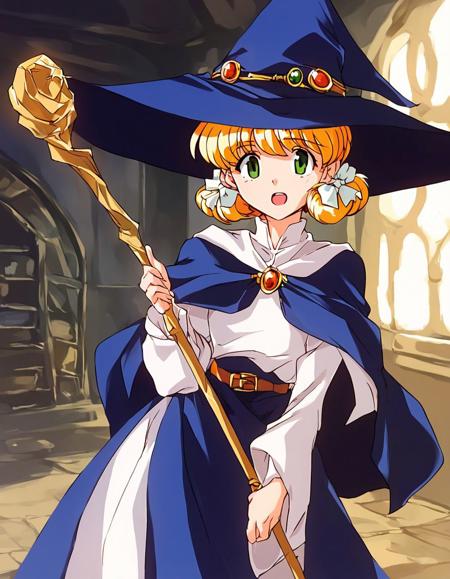 Meruru, green eyes, blonde hair, witch hat, jewelry, short hair, hair ribbon,