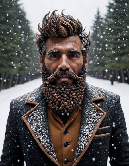 (by Joel Meyerowitz:1.1) and Fatima Ronquillo, extreme wide shot of a Extraordinary Northern (ral-spicepepper:1.2) , he has Honey hair styled as Shaggy, Large Beard, Cosplayer background, Snowing, Spiritual, back-light, Depth of field 100mm, dynamic composition, <lora:ral-spicepepper:0.9>, fine detail, striking, excellent composition, enchanted