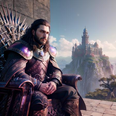 best quality, ultra high res, best shadow, highly detailed facial features, beautiful and flawless face, perfect eyes, The king sat on the iron throne with dominance, (dominating:1.2), stunning environment, horror, scorn game, dark horror, by Brom and Jacek Yerka, by Greg Rutkowski, very coherent artwork, cinematic, hyper realism, high detail, octane render, unreal engine, 8k, Vibrant colors, Smooth gradients, High contrast, depth of field, aperture f1.2.2, background is beautiful nature vista shot