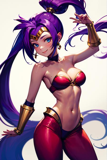 ((masterpiece,best quality)), absurdres, <lora:Shantae:0.6>, Shantae,harem pants, , solo, smiling, looking at viewer, cowboy shot, cinematic composition, dynamic pose