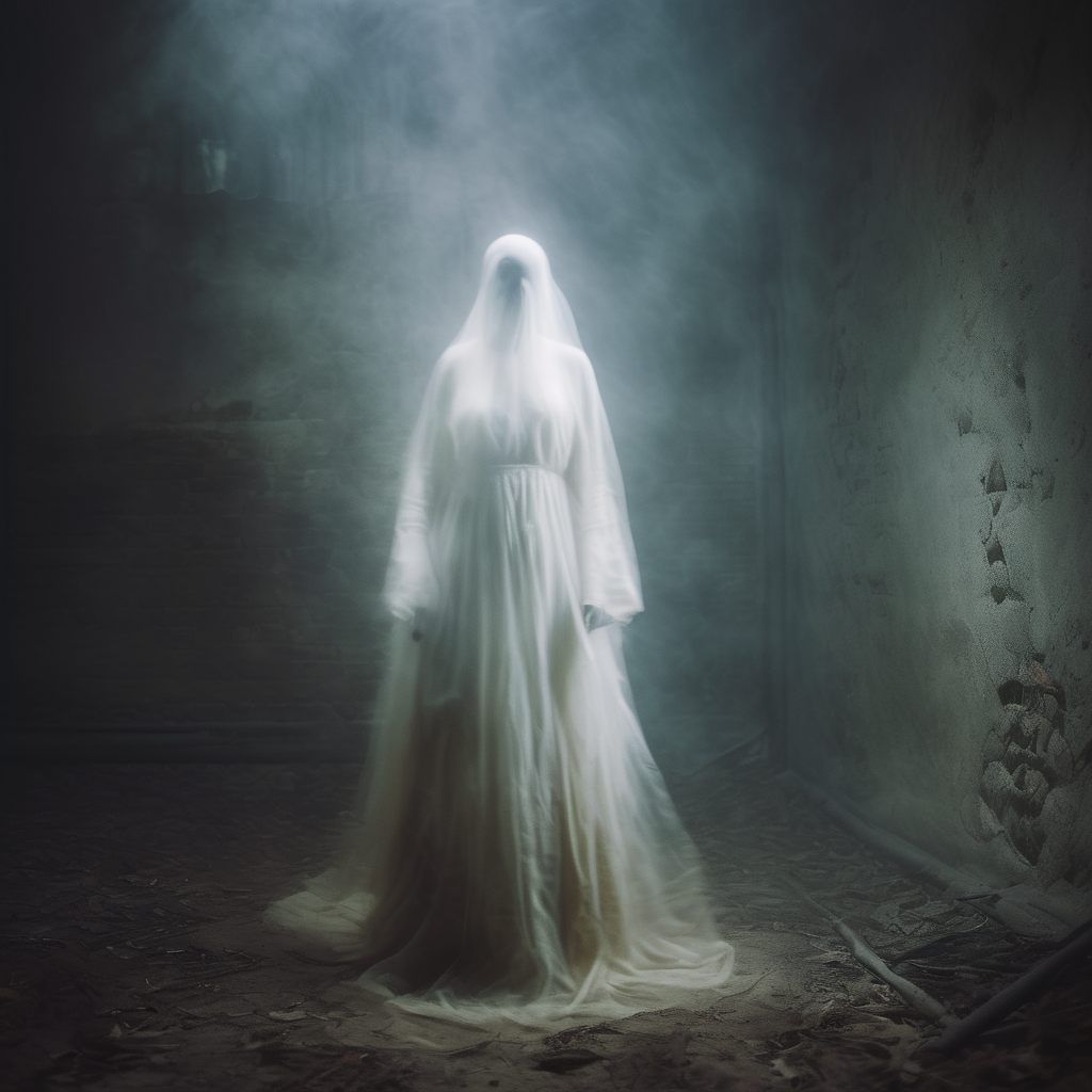 highly detailed candid photo of ghost:1.3,

ghost, veil, blurry, transparent, solo, standing, face,

masterpiece, best qua...