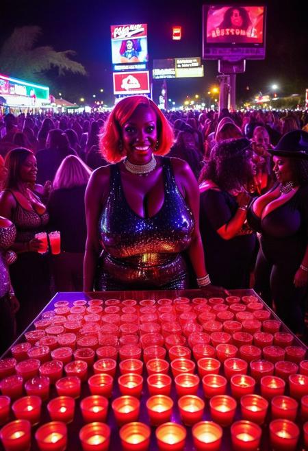 ()Hyoer Realistic:2.0)Polaroid picture of 
a hyper realistic Movie Still of (elderly 80 years old ((busty:1.8)) (((african american))) women) 
their (possessed glowing eyes:1.60)
Yesterday, Houston, TX, hosted the 2024 Kool-Aid Drinking Contest. The vibrant event drew a crowd of enthusiasts and competitors from across the region. Gina "Tiny" Daniells, an aspiring rapper and exotic dancer from Houston, emerged victorious, showcasing her impressive Kool-Aid drinking capabilities and larger-than-life personality
BREAK Fans and participants are already looking forward to next year's competition