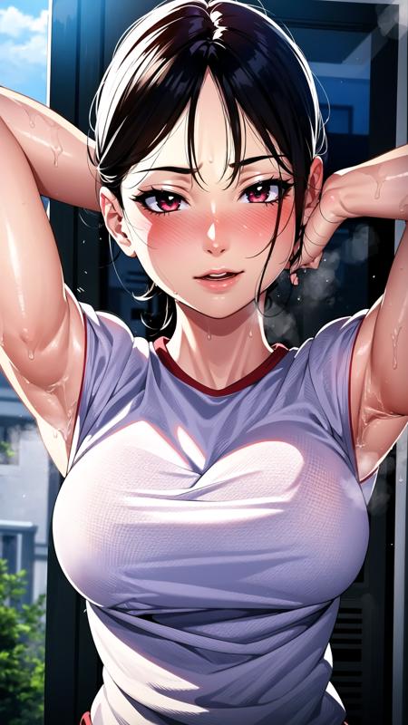 ultra realistic 8k cg, HDR, beautiful detailed glow,film Reflection, epic,(upper body:1.5),(1girl,solo:1.5), ((rich, prestige)), perfect artwork, masterpiece,milf,
picture-perfect face,perfect face, beautiful face, ((perfect female body)),at a health spa,
  <lora:studio_pork:0.8> studio_pork, gym uniform,buruma,