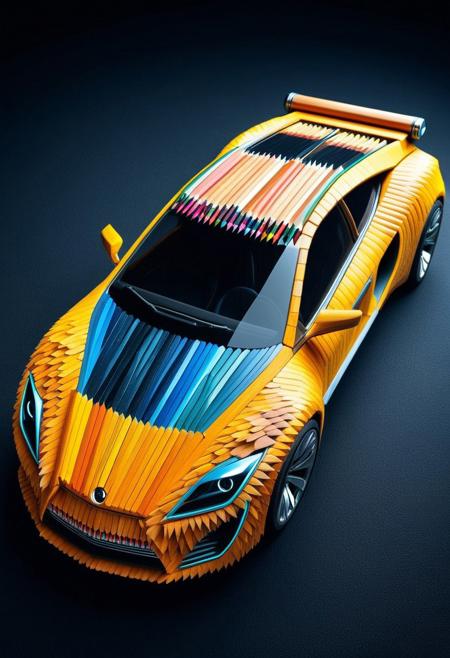 Pencil_morph_style,enhanced color, vehicle , space future car,made of pencil,full body,masterpiece, best quality, amazing quality, very aesthetic,luxurious