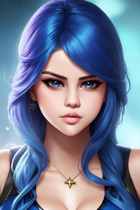 Selena Gomez, 1girl, solo, soldier, blue hair, hazel eyes, detailed face, sexy,

masterpiece, professional, high quality, beautiful, amazing, Science Fiction, DeviantArt, school swimsuit, closeup, extreme closeup,

photoshoot, 4k, realistic, detailed background, simple,