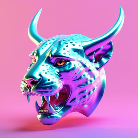 3d isometric, blender render, soft colorful-hued colors, retro-futuristic art, holography. (Compact Terrifying Geodesic Contemporary Ethereal,  Digitigrade Appendages,  Forked-Tailed, Slimy Skin, Pointed Ears,  Antler-like Horns Normal Mouth Jaguar Print), smooth and shiny, shiny and glossy, precise and lifelike, bold contrasts, iconic imagery, glossy finish, holographic <lora:Holography:0.6> Two tone lighting, abstract geometric gradients, geometric shapes, simple background