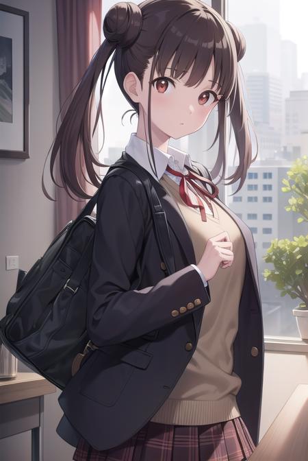 chiyokosonoda, <lora:chiyokosonoda-lora-nochekaiser:1>,
chiyoko sonoda, brown hair, (red eyes:1.5), hair bun, long hair, double bun, sidelocks,
BREAK brown skirt, buttons, collared shirt, dress shirt, miniskirt, neck ribbon, plaid, plaid skirt, pleated skirt, ribbon, school uniform, shirt, skirt, white shirt, yellow ribbon,
BREAK indoors, classroom,
BREAK looking at viewer, cowboy shot,
BREAK <lyco:GoodHands-beta2:1>, (masterpiece:1.2), best quality, high resolution, unity 8k wallpaper, (illustration:0.8), (beautiful detailed eyes:1.6), extremely detailed face, perfect lighting, extremely detailed CG, (perfect hands, perfect anatomy),