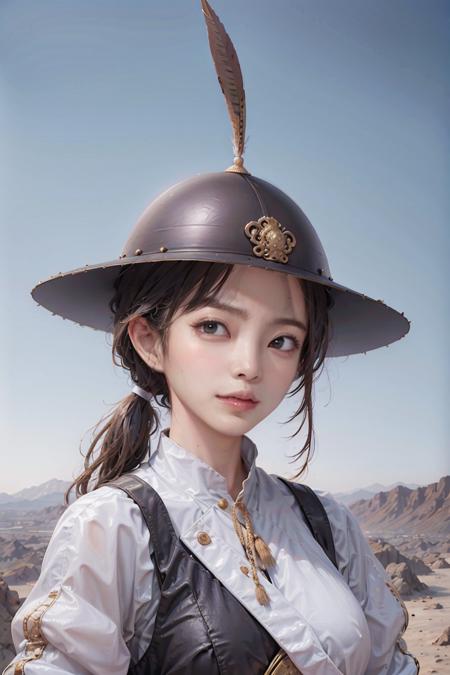 1girl, feidie helmet, helmet, feather,  (desert), snow, linen cloth, golden hair ,  big breasts,
masterpiece, best quality, 8k, outdoor,
<lora:feidie_helmet_v4:0.67>