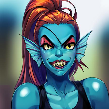 Undyne, extreme closeup, seductive