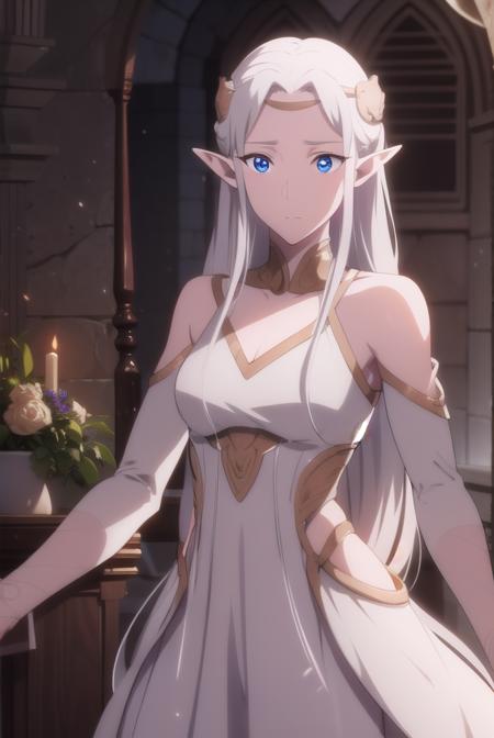 fymryn, <lora:fymryn-lora-nochekaiser:1>,
fymryn, goddess mene, pointy ears, elf, white hair, 
BREAK choker, circlet, white dress, dress,
BREAK looking at viewer,
BREAK outdoors,
BREAK <lora:GoodHands-vanilla:1>, (masterpiece:1.2), best quality, high resolution, unity 8k wallpaper, (illustration:0.8), (beautiful detailed eyes:1.6), extremely detailed face, perfect lighting, extremely detailed CG, (perfect hands, perfect anatomy),