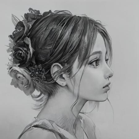 tag：realistic，pencil drawing，(portrait:1.2)，(sketch:1.2)，painting，rough sketch,(line art:1.2),meticulous painting,white paper，character on paper，black and white，extra lines,clear lines,shadow