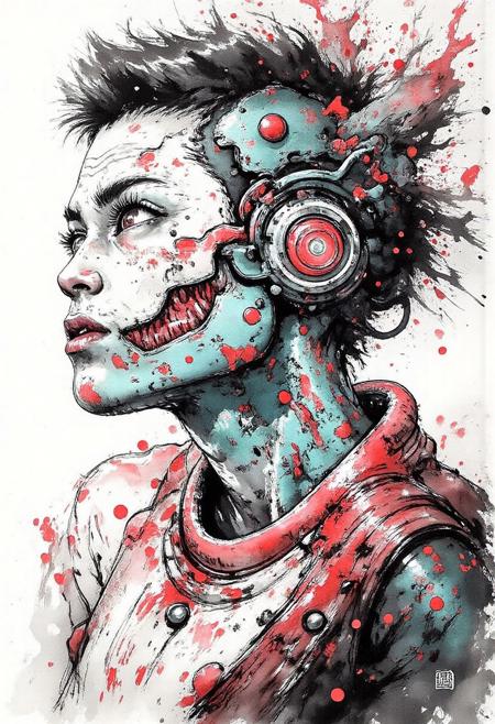 WackyToonMeltDaal, anime, cyberpunk, ink and brushstroke dismrt style,