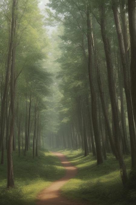 outdoors, summer forest, lush trees, wind