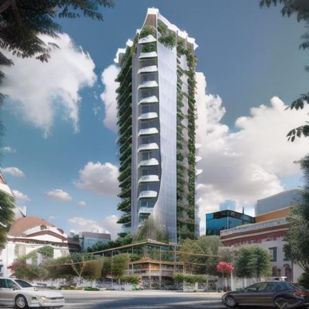 best quality, realistic, photorealistic,ultra detailed,8K,High quality texture,intricate details,detailed texture,finely detailed,photo of building
 perspective view, gap_type, skyscraper, outdoors, scenery, sky, tree, day, cloud, building, real world location, walking
 <lora:plants on facad_v1.1-000016:1>