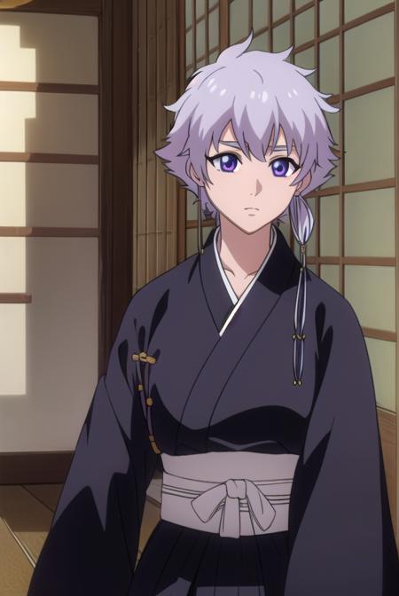 isanekotetsu, <lora:isanekotetsuv2-lora-nochekaiser:1>,
isane kotetsu, short hair, braid, purple hair, (purple eyes:1.1), hair braid,
BREAK long sleeves, japanese clothes, kimono, haori, black kimono, hakama, black hakama,
BREAK indoors,
BREAK looking at viewer, (cowboy shot:1.5),
BREAK <lyco:GoodHands-beta2:1>, (masterpiece:1.2), best quality, high resolution, unity 8k wallpaper, (illustration:0.8), (beautiful detailed eyes:1.6), extremely detailed face, perfect lighting, extremely detailed CG, (perfect hands, perfect anatomy),