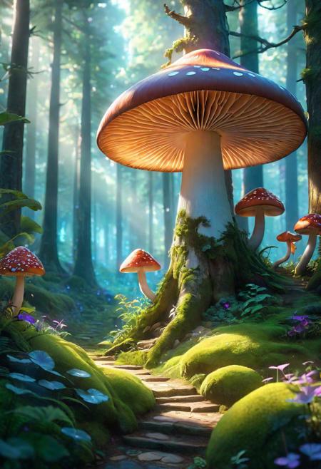 masterpiece, best quality, high quality,extremely detailed CG unity 8k wallpaper, An enchanting and dreamy scene of a fantasy forest, with towering trees, glowing mushrooms, and hidden fairy glens, creating a sense of mystique and enchantment, artstation, digital illustration, intricate, trending, pastel colors, oil paiting, award winning photography, Bokeh, Depth of Field, HDR, bloom, Chromatic Aberration ,Photorealistic,extremely detailed, trending on artstation, trending on CGsociety, Intricate, High Detail, dramatic, art by midjourney