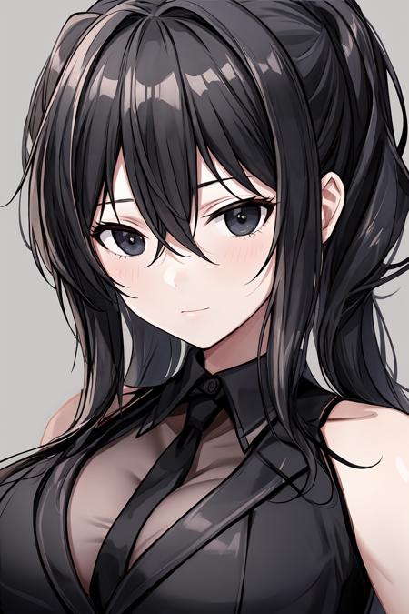 a girl, sad, black hair, (black eyes:1.4), BREAK, big breasts, (black office suit:1.3)
<lora:Fubuki_SK:0.7>
<lora:add_detail:0.7>
<lyco:GoodHands-beta2:0.7>