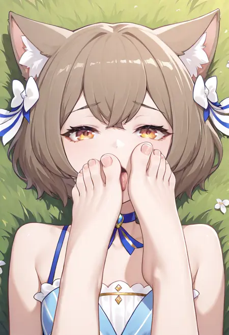 Feet on face