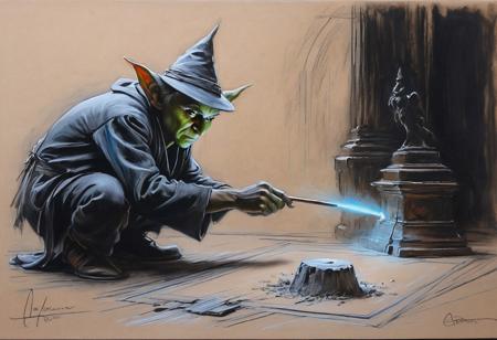 #pastel, #dry chalk drawing, #chalk on paper, #chalk shading, #chalk drawing, #tinted paper, #colored chalk drawing, #chalk shading,
goblin mage examining a relic, Giovanni Boldini, Andrew Atroshenko, Tanya Shatseva, Ross Tran, Anna Razumovskaya,